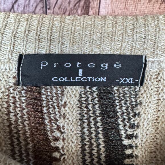 Vintage 3D Knit Protege Sweater 1980s Crew Neck Pullover XXL Grandpa Browns - Picture 7 of 7